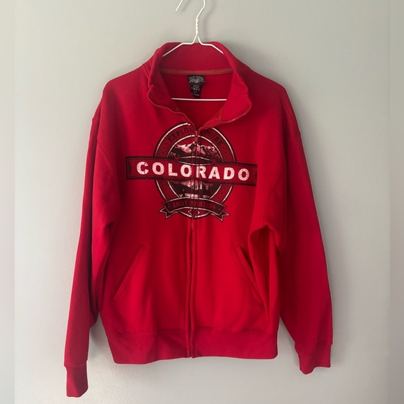 Salt Creek Apparel Red Jacket With Colorado Graphic Size Large. Full Zip. - Picture 1 of 7